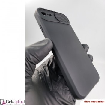 Švelnus guminis dėklas su kameros apsauga - juodas (Apple Iphone 7/8/Se 2020/Se 2022)